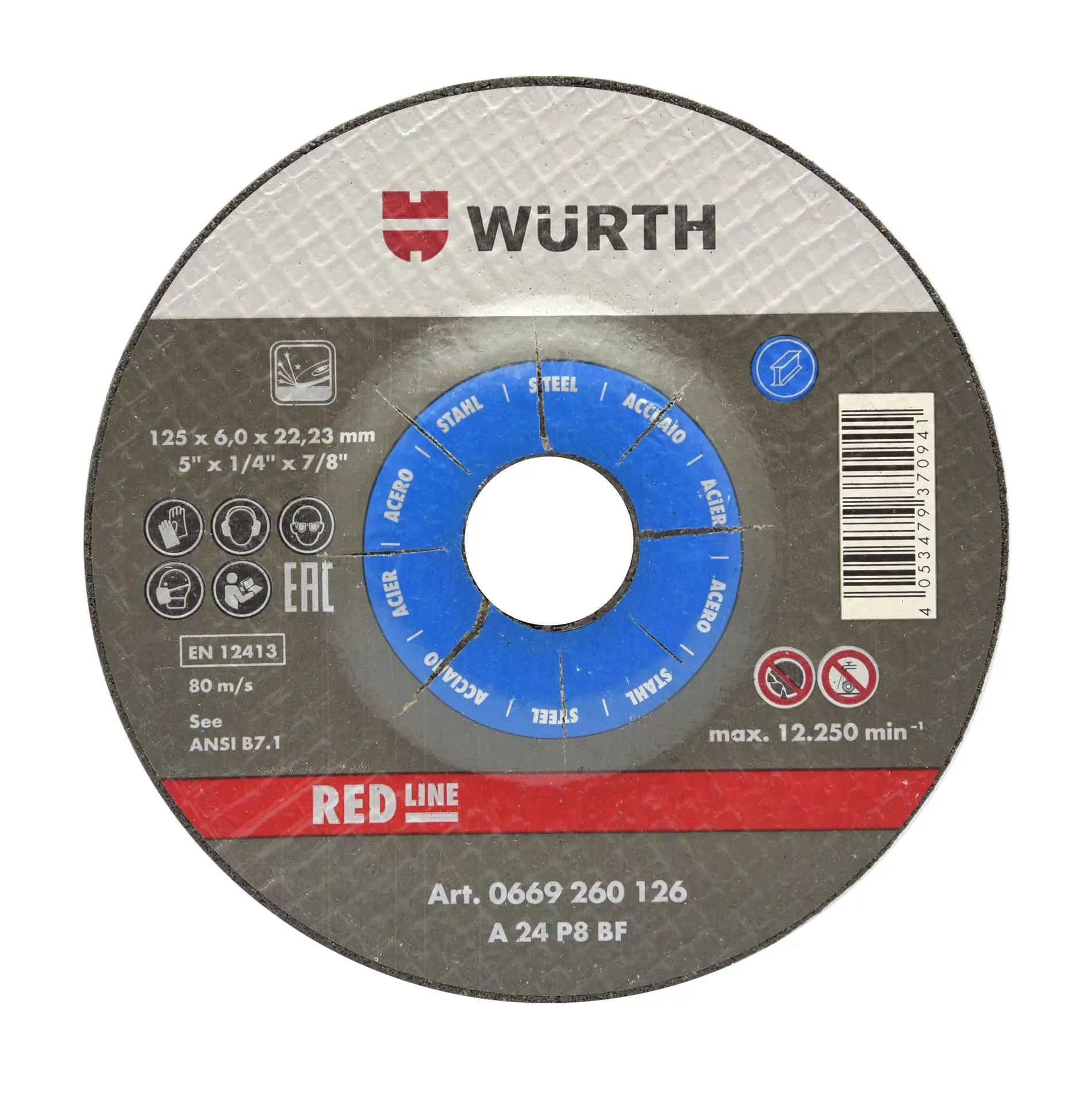 Brusna Ploča Red Line 115x6/22.23mm Čelik Wurth